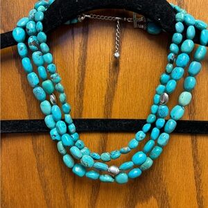 Sterling Silver Turquoise Multi-Strand Necklace signed SX